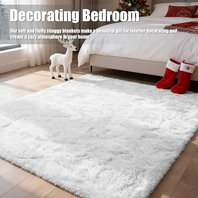 Shag Area Rug for Bedroom 4x6, Soft Fuzzy Rug Non-Shedding Indoor Plush Carpet - Image 2