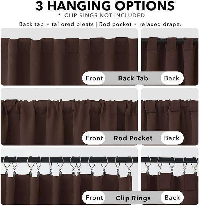 Deconovo Blackout Curtains, Thermal Insulated, W52 x L108 2 Panels, Back Tab - Image 2