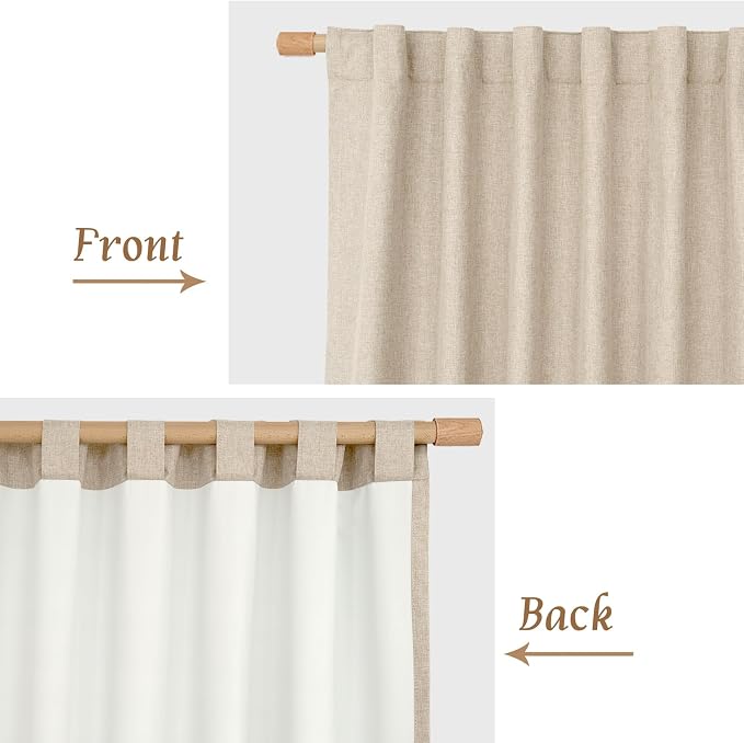 100% Blackout Natural Linen Curtains 68 Inches - Image 8