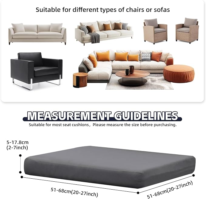 8Pcs Patio Cushion Covers, Outdoor Stretch Cushion Covers, Washable | Stretch - Image 2