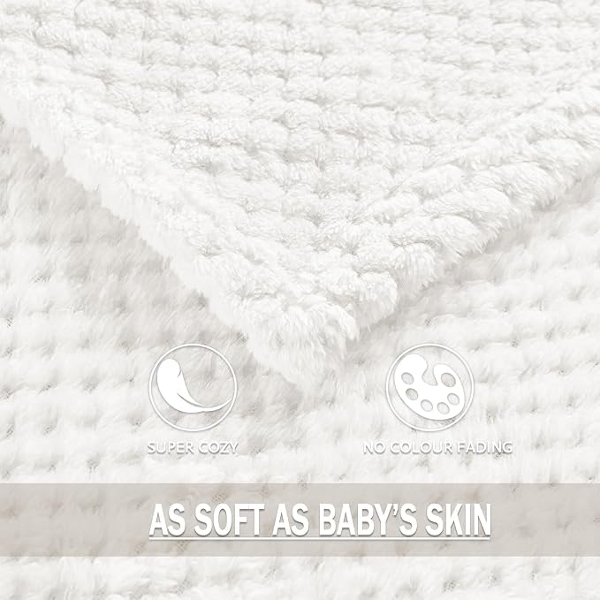 Exclusivo Mezcla Soft Waffle Fleece Bed Blanket King Size, Cozy Flannel - Image 8