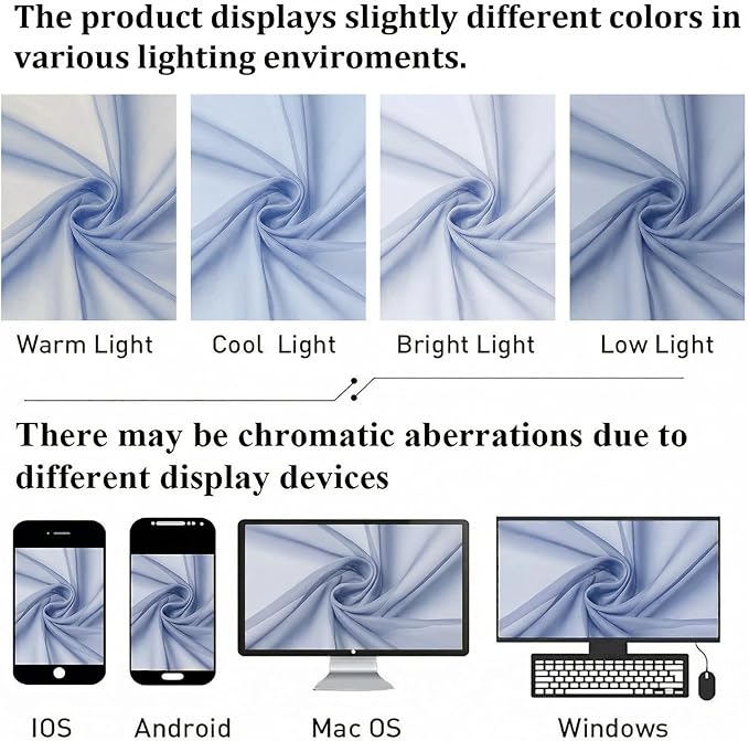 Denim Blue Sheer Curtains 90 Inches Long 2 Panels, Voile Rod Pocket Light - Image 7