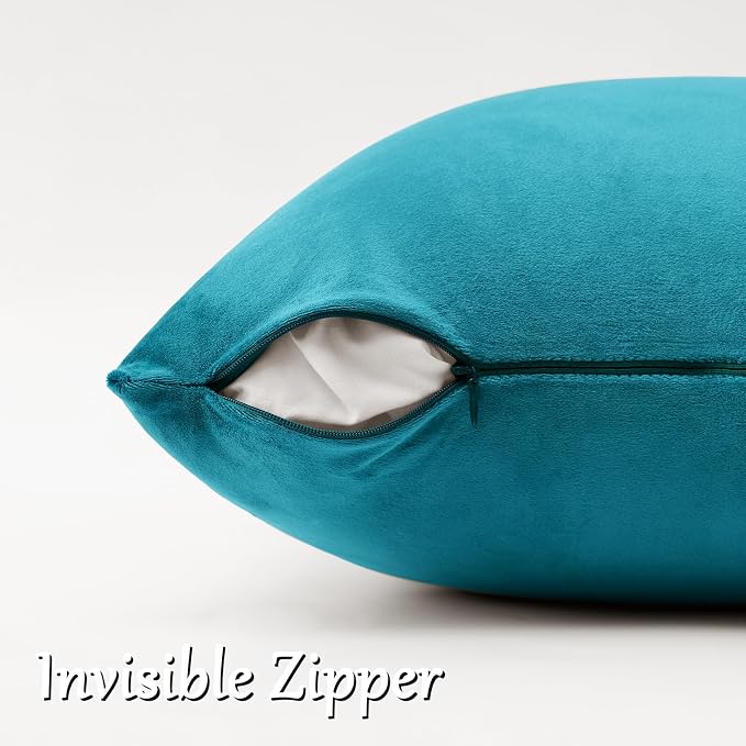 GIGIZAZA Teal Velvet Pillow Covers 24x24 Decorative Pillows Pack of 2 | Blue - Image 5