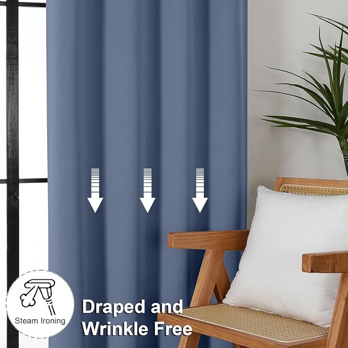 Simplebrand Ava Denim Blue Blackout Curtains - Image 7