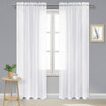 DWCN Sheer White Curtains 102 inches Long, Elegant Living Room Voile Window by DWCN