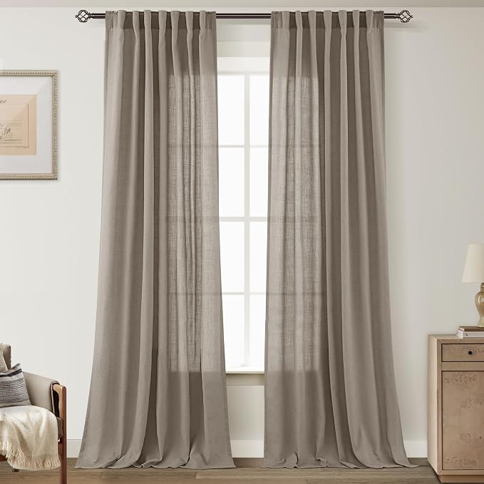 Taupe Linen Curtains 120 inches Long by Jolilight