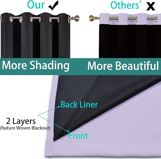 Yakamok Lilac 100% Blackout Curtains 96 Inches Long - Image 5