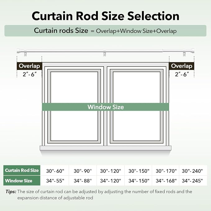 IFELS Heavy Duty Curtain Rods for Windows 48 to 84 Inch, 1 Inch Adjustable - Image 4