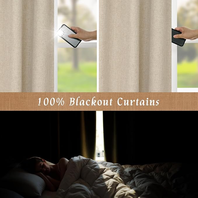 Full Blackout Window Curtains for Bedroom, 54 Inches Thermal Farmhouse Curtains - Image 4