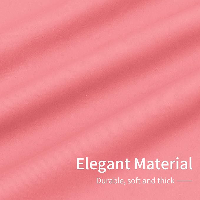Easy-Going Blackout Curtains for Bedroom, Solid Thermal Insulated Grommet and Noise Reduction Window Drapes, Room Darkening Curtains for Living Room, 2 Panels(42x63 in, Pink)