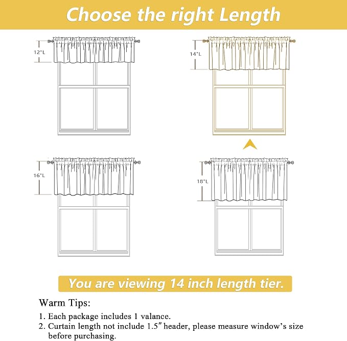 OWENIE Natural Valances for Windows 1 Pcs, Light Filtering Textured Farmhouse - Image 2