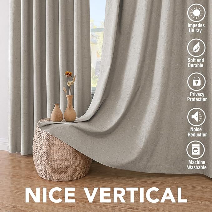 H.VERSAILTEX Blackout Drapes Linen Blackout Curtains 84 inch Length 2 Panels Set - Image 7