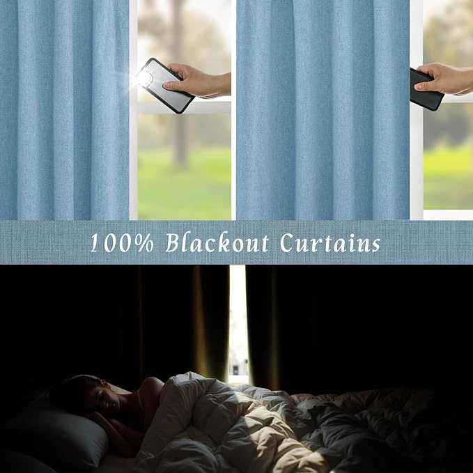 Linen 100% Blackout Window Curtains - Image 3