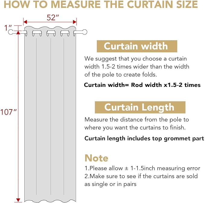 H.VERSAILTEX White Curtains for Bedroom Thermal Insulated Curtains & Drapes Living Room 108 inches Long for Patio Glass Door Window Treatment Extra Long Panels Drapes 2 Panels, Pure White