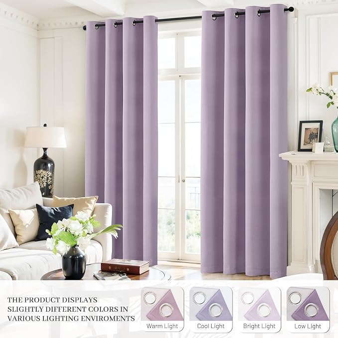 Yakamok Lilac 100% Blackout Curtains 84 Inches Long - Image 7