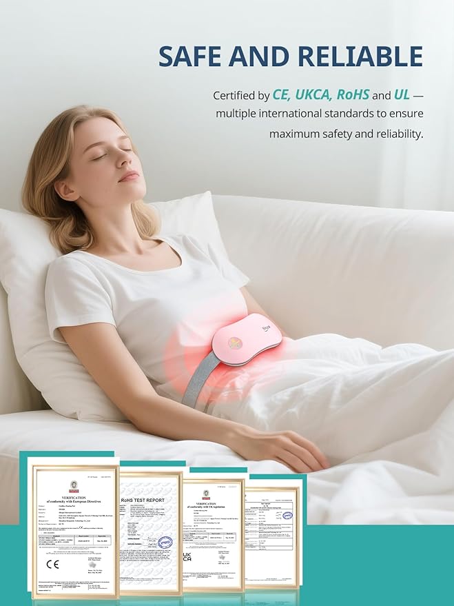 Slimpal Heating Pad for Period Cramps, Portable Cordless Electric Heating Pad for Menstrual Pain Relief Heat Belt, Rechargeable Wearable Heat Pad Gifts for Her Women Girl Wife Girlfriend, White