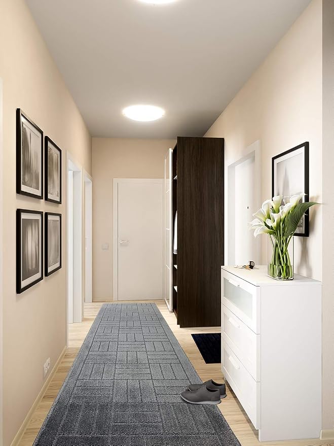 18 Ft Charcoal Extra Long Hallway Runner Rug, Non Slip Washable | Indoor Soft - Image 2