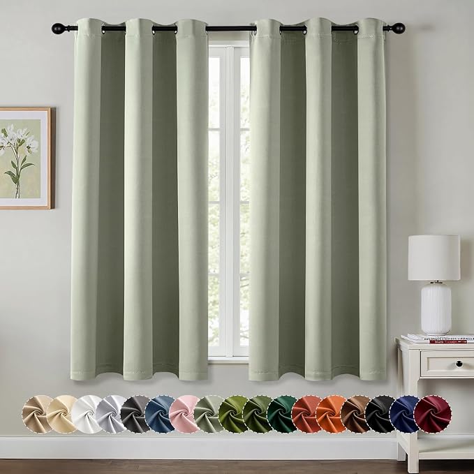 MIULEE Blackout Curtains for Bedroom 2 Panels 40 x 54 Inch Long Sage Green | by MIULEE