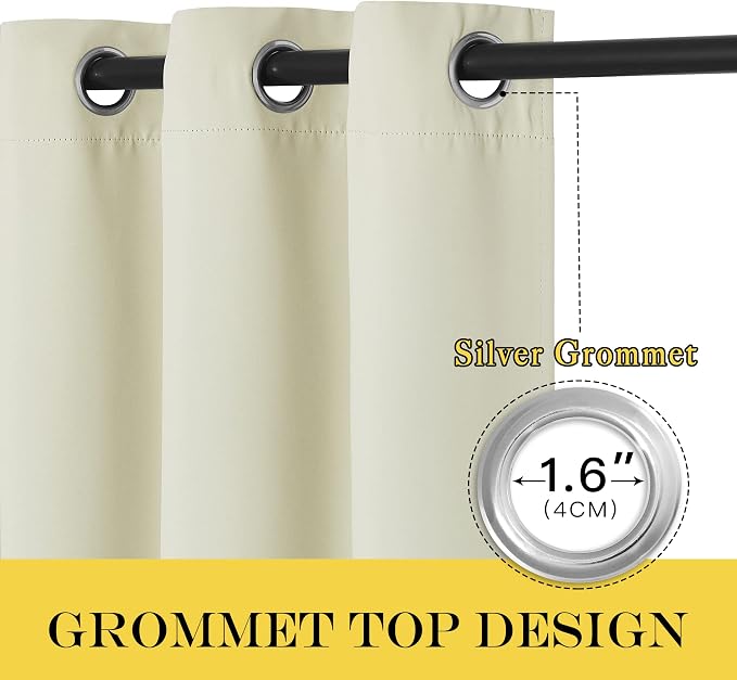 NICETOWN Beige Blackout Sliding Door Curtains - Image 2