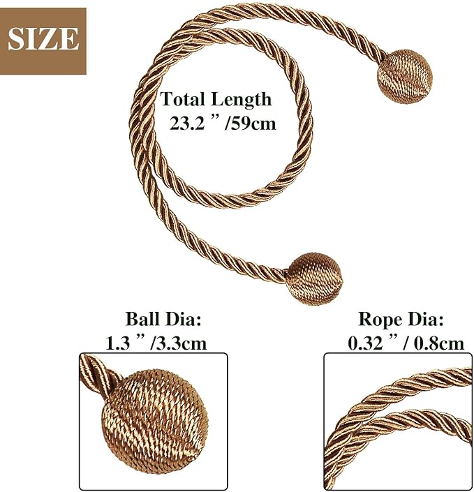 Curtain Tiebacks Outdoor Elegant Decorative Tie Backs Modern Rope Tiebacks - Image 2