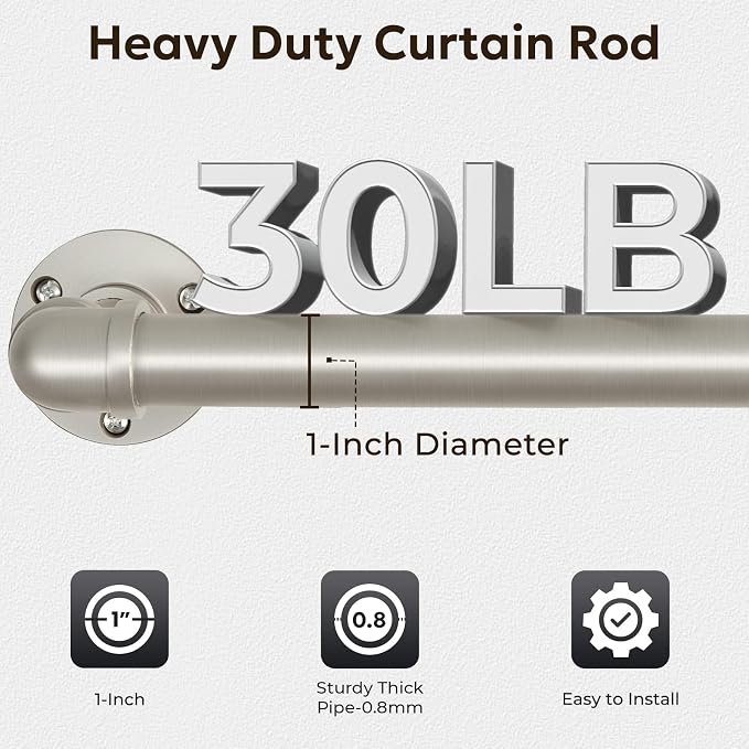 Zeerobee Curtain Rods for Windows 48 to 84, 1 Inch Industrial Wrap Around - Image 4