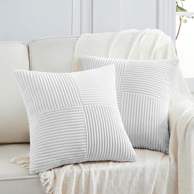 Fancy Homi 2 Packs White Euro Decorative Throw Pillow Covers 26x26 Inch by Fancy+Homi