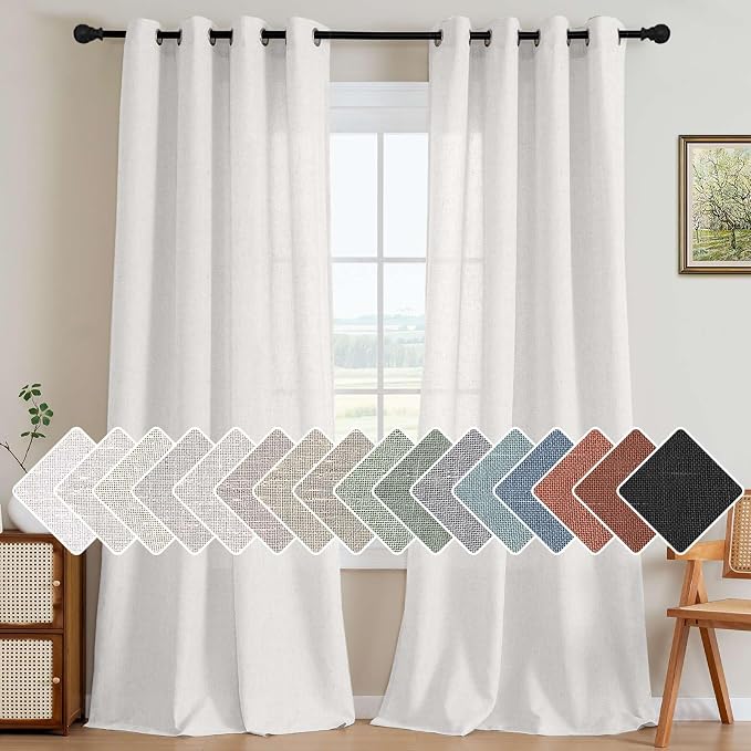 H.VERSAILTEX Pair Set Nickel Grommet Natural Linen Blended Window Treatment by HVERSAILTEX