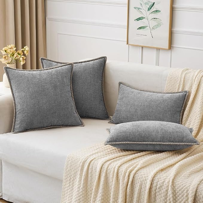 MIULEE Decorative Couch Throw Pillow Covers 16x16 Inch Dark Gray 2 Pack | - Image 5