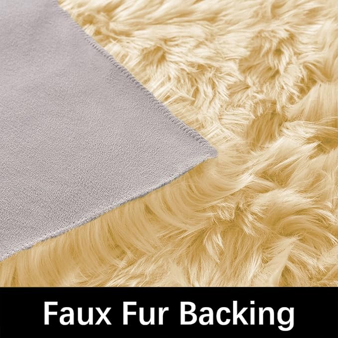 Latepis Yellow Fur Rugs Small 2x3 Area Faux Sheepskin Rug Throw - Image 3