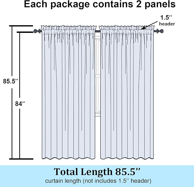 Simplebrand Sage Green Sheer Curtains 84 Inches Long, Light Filtering Rod - Image 2