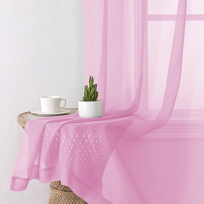 Aiyufeng 96inch Long Pink Sheers Drapes - Image 6