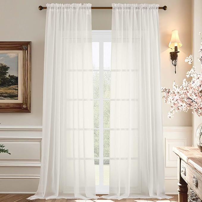 Aiyufeng 108 Inch Ivory Sheer Window Curtains by Aiyufeng