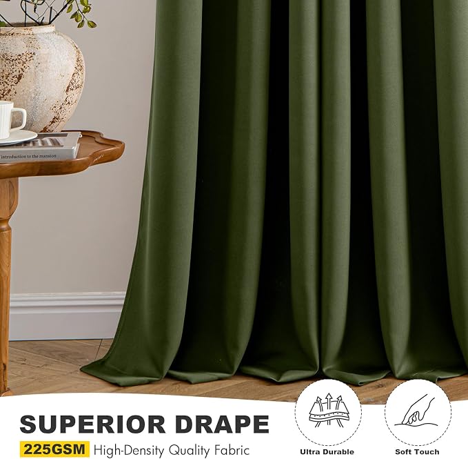 MIULEE Blackout Curtains for Bedroom 2 Panels 50 x 84 Inch Long Olive Green | - Image 5