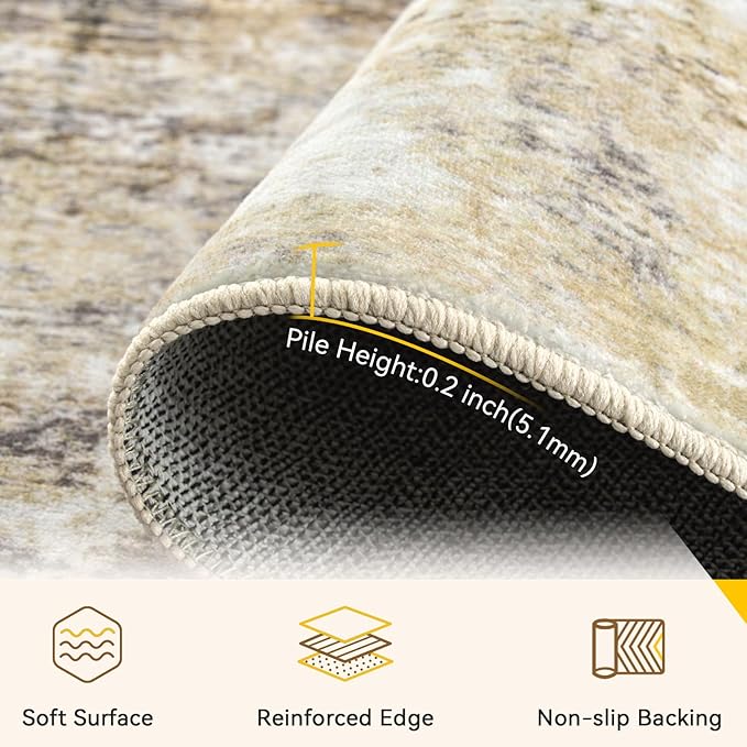 Washable Area Rugs 2'x10' Non-Slip Modern Abstract Soft - Image 4