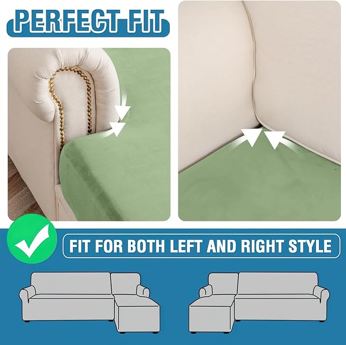 Couch Cover Stretch Velvet Sofa Cushion Cover 3-Piece - Image 7