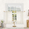 Cream Linen Kitchen Curtains 30 Inch Length by LAMIT