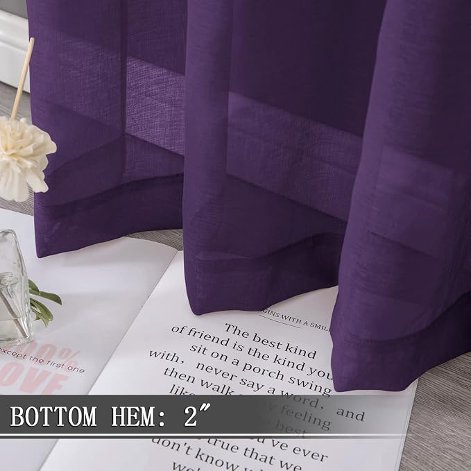 Tollpiz Short Sheer Curtain Linen Textured Bedroom Curtains Sheer Light - Image 4