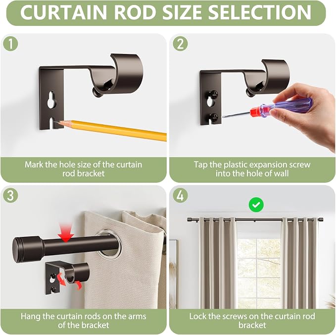 5/8” Diameter Bronze Curtain Rods 30-90 Inch, - Image 4