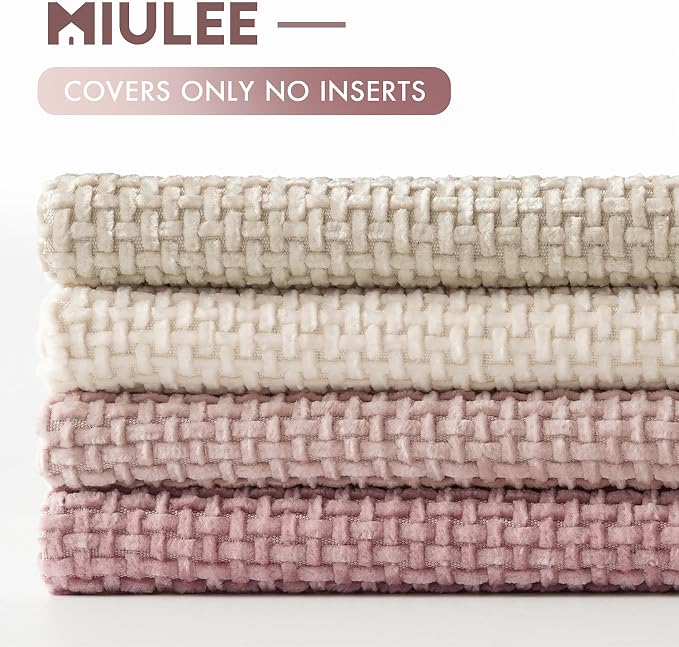 MIULEE Soft Decorative Chenille Pillow Covers Light Pink 16x16 Pack of 4 | - Image 6