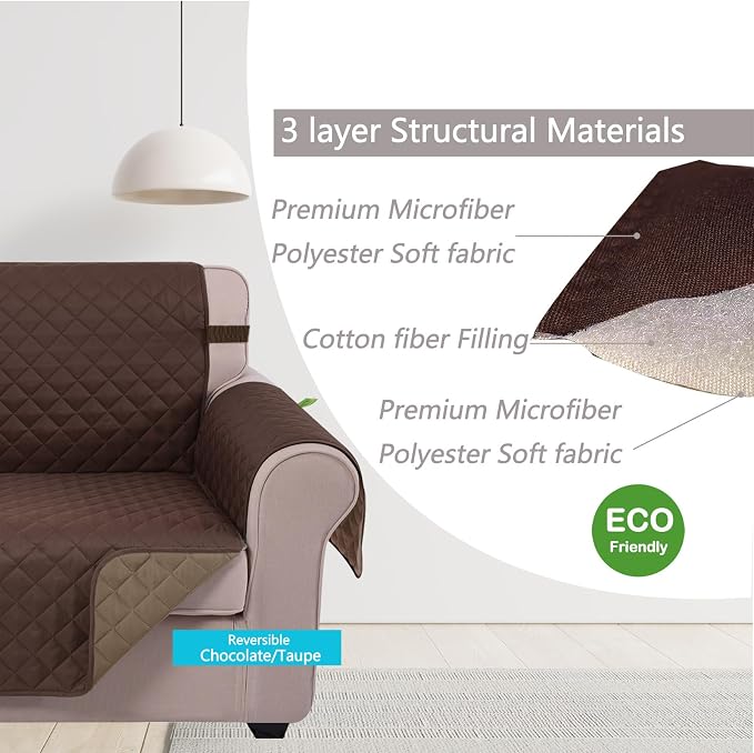 U-NICE HOME Reversible Oversized Chair Covers Quilted Water Repellent Pet - Image 5