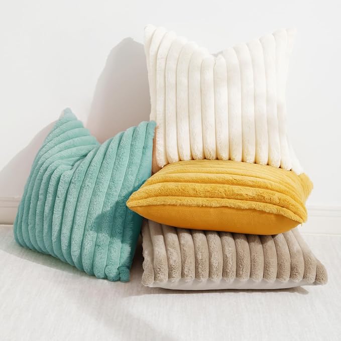 decorUhome Summer Cozy Faux Fur Throw Pillow Covers 20x20 Set of 2 Decorative - Image 5