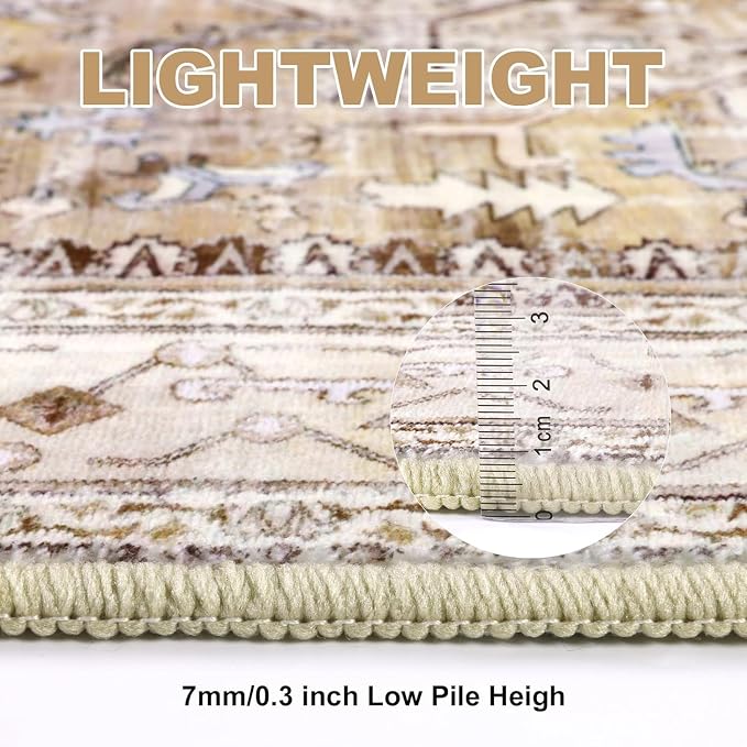 Yamaziot Washable Runner Rug, 2x5 Non-Slip Boho Vintage Hallway Rug Runner - Image 4