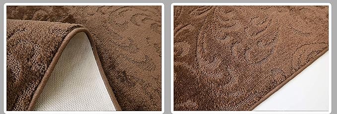 Custom Length Hallway Runner Rug, Slip Resistant, Floral Brown, 26 Inch X 31 - Image 5