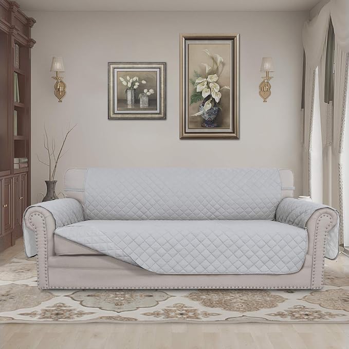 Easy-Going Reversible Couch Cover, 4 Seater Sofa, Light Gray/Light Gray | - Image 2
