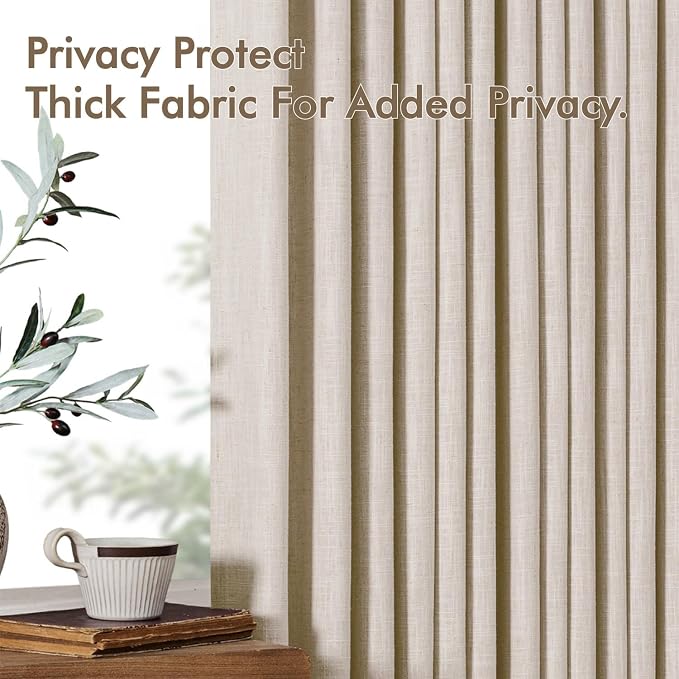 MIULEE Pinch Pleated Thick Linen Curtains 90 Inches Long 2 Panels - Image 7