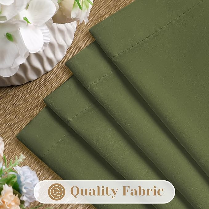 HOMEIDEAS Non-See-Through Olive Green Privacy Sheer Kitchen Curtains, 30 X 24 - Image 4