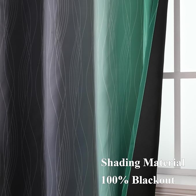 Estelar Textiler Black and Green Ombre Blackout Curtains 84 Inch Length 2 - Image 5