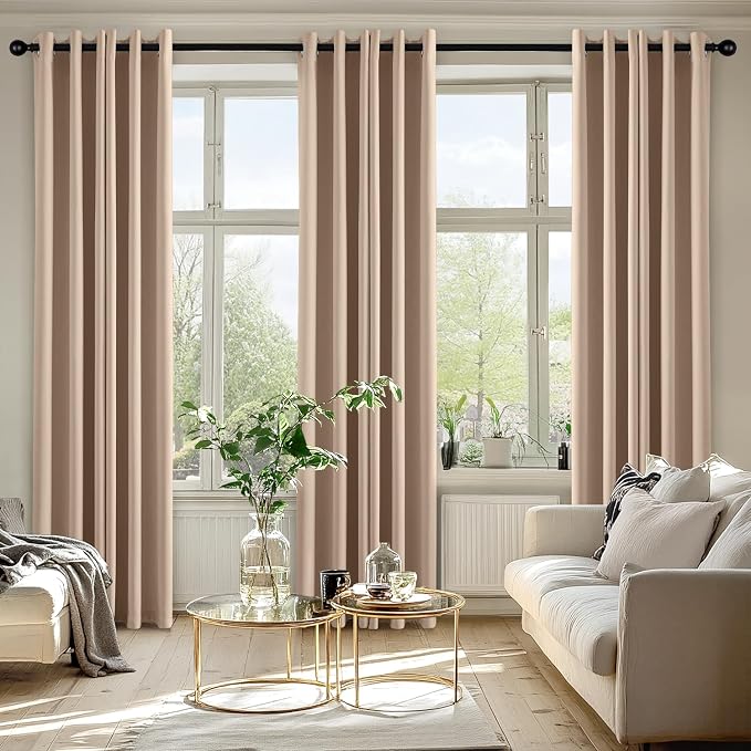 MIULEE Blackout Curtains for Bedroom 2 Panels 40 x 72 Inch Long Beige | Thermal - Image 6