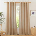NICETOWN Living Room Curtains Camel Thick Linen Flax Texture, Grommet Semi by NICETOWN