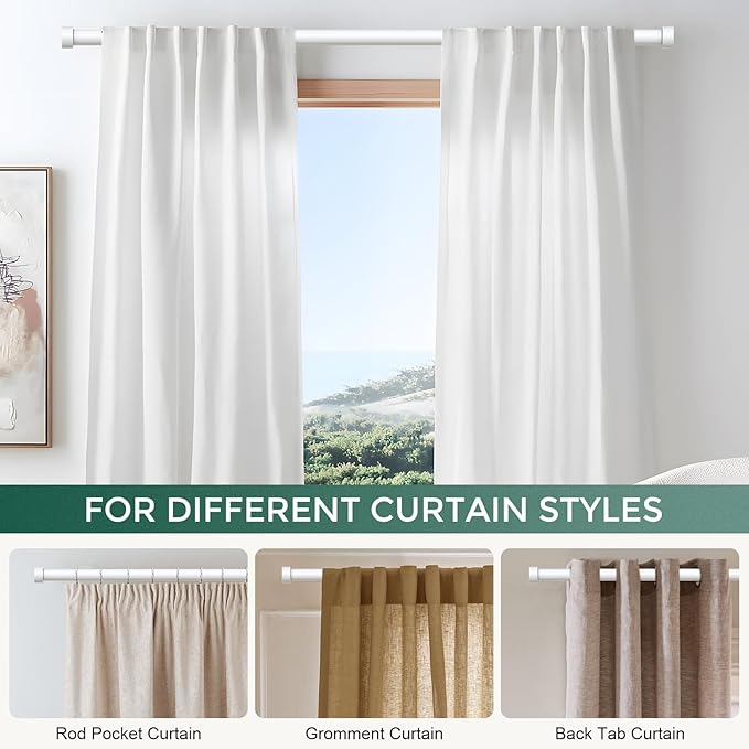 VOIIY White Curtain Rods for Windows 18 to 42 Inch, Size:18''-42'' - Image 6